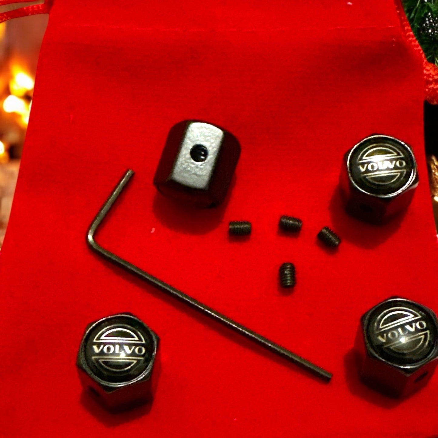 Gift Set For Anti Lock black VOLVO Dust Caps Tyre Valve Stems x4